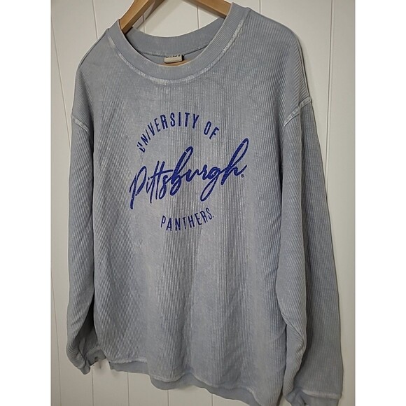 Chicka-d University of Pittsburgh Sweatshirt Top Womens Size Medium Gray Blue - Picture 3 of 8